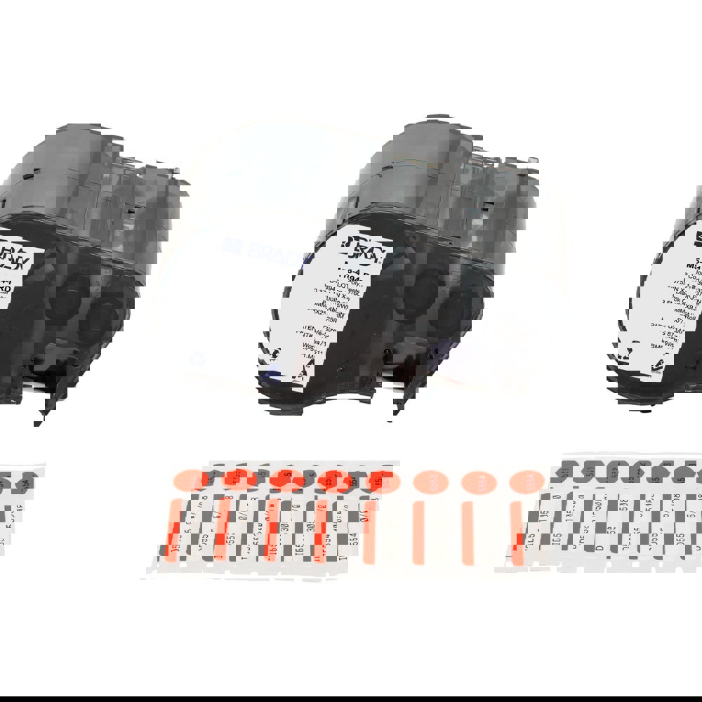 Labels, Ribbons & Tapes; Application: Label Printer Cartridge ; Type: Label Printer Cartridge ; Color Family: Red ; Color: Black on Red, White ; Number Of Labels Per Roll: 250 ; Label Diameter (Inch): 3/8